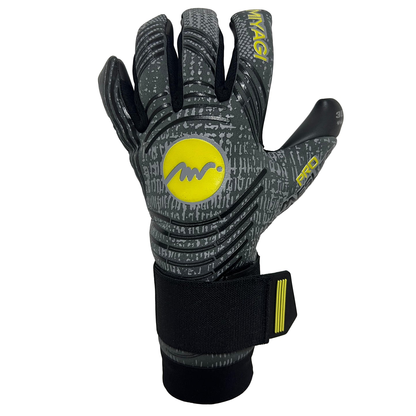 Guantes de arquero Miyagi Pro Meslier - Gris/Amarillo Palma Negra