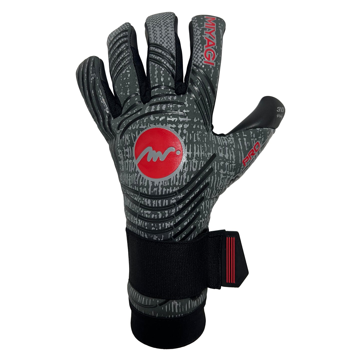 Guantes de arquero Miyagi Pro Meslier - Gris/Rojo Palma Negra
