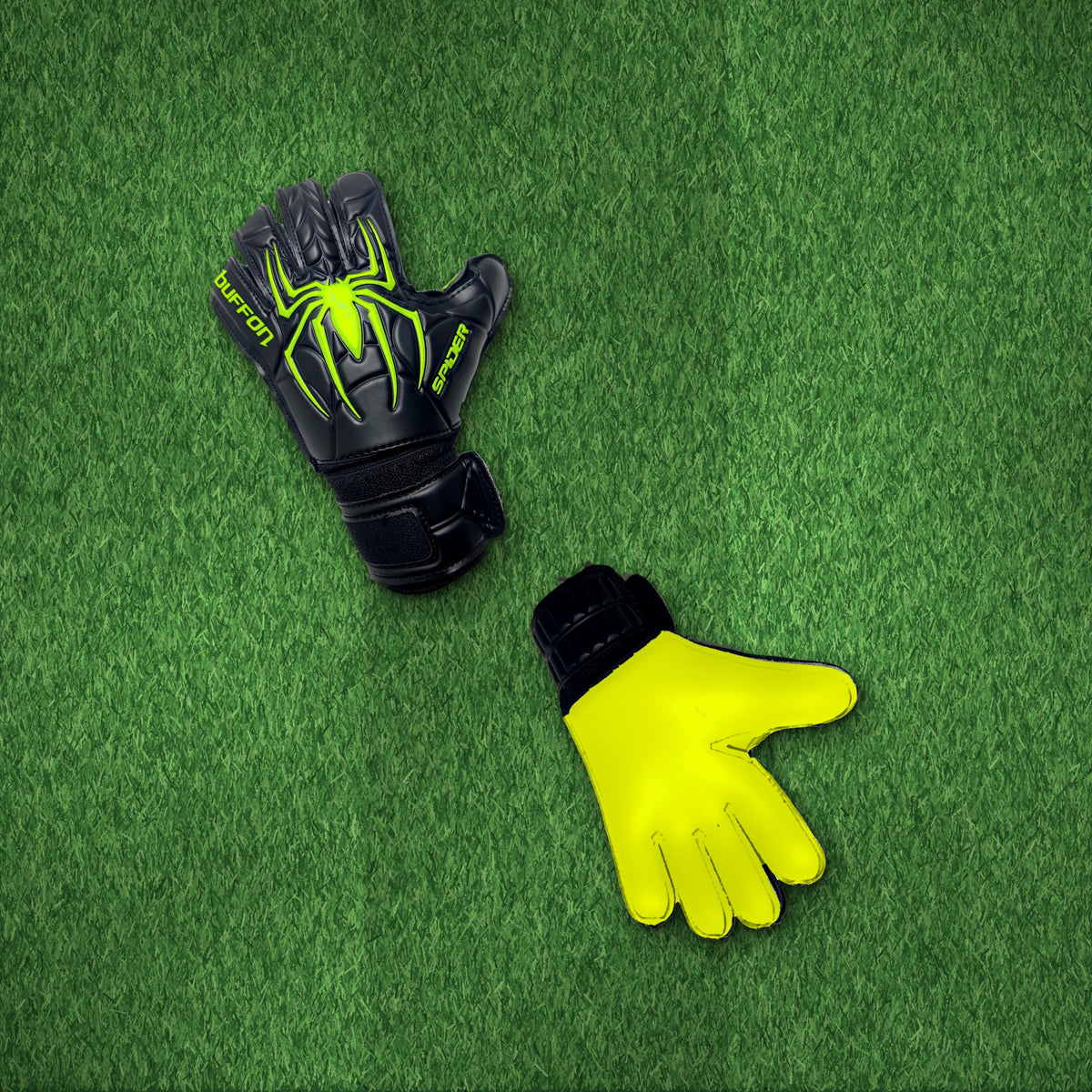 Guantes de arquero Buffon Spider Negro Neón – foto de ambiente