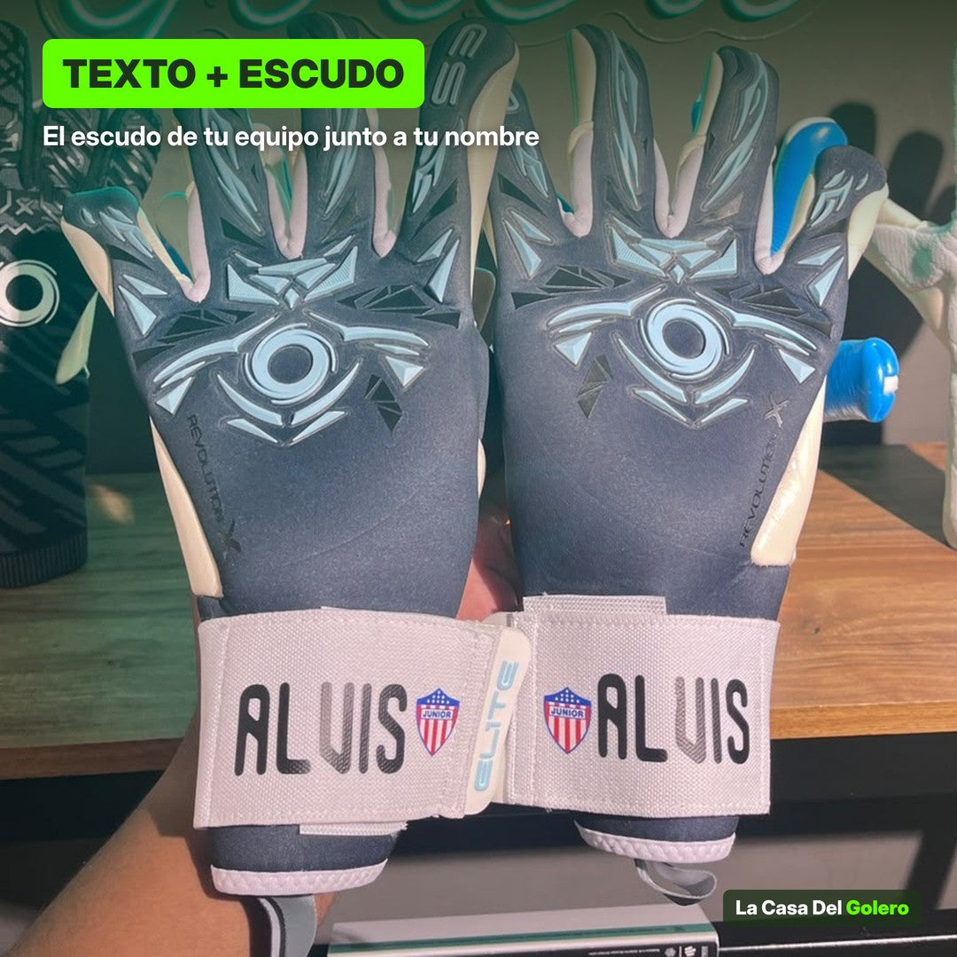 Guantes de arquero personalizados con nombre y escudo de equipo
