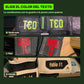 Colores de texto para personalizar guantes de arquero: verde limón, rojo y dorado