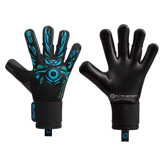 Guantes de Arquero Elite Revolution X BB - Negro Azul Aguamarina