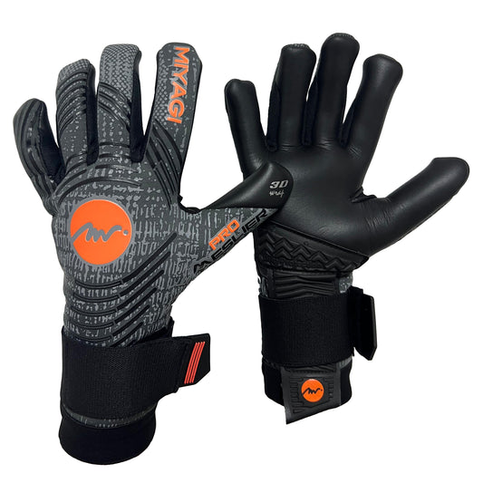 Guantes de arquero Miyagi Pro Meslier - Gris/Naranja Palma Negra