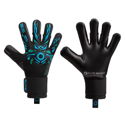 Guantes de Arquero Elite Revolution X BB - Negro Azul Aguamarina