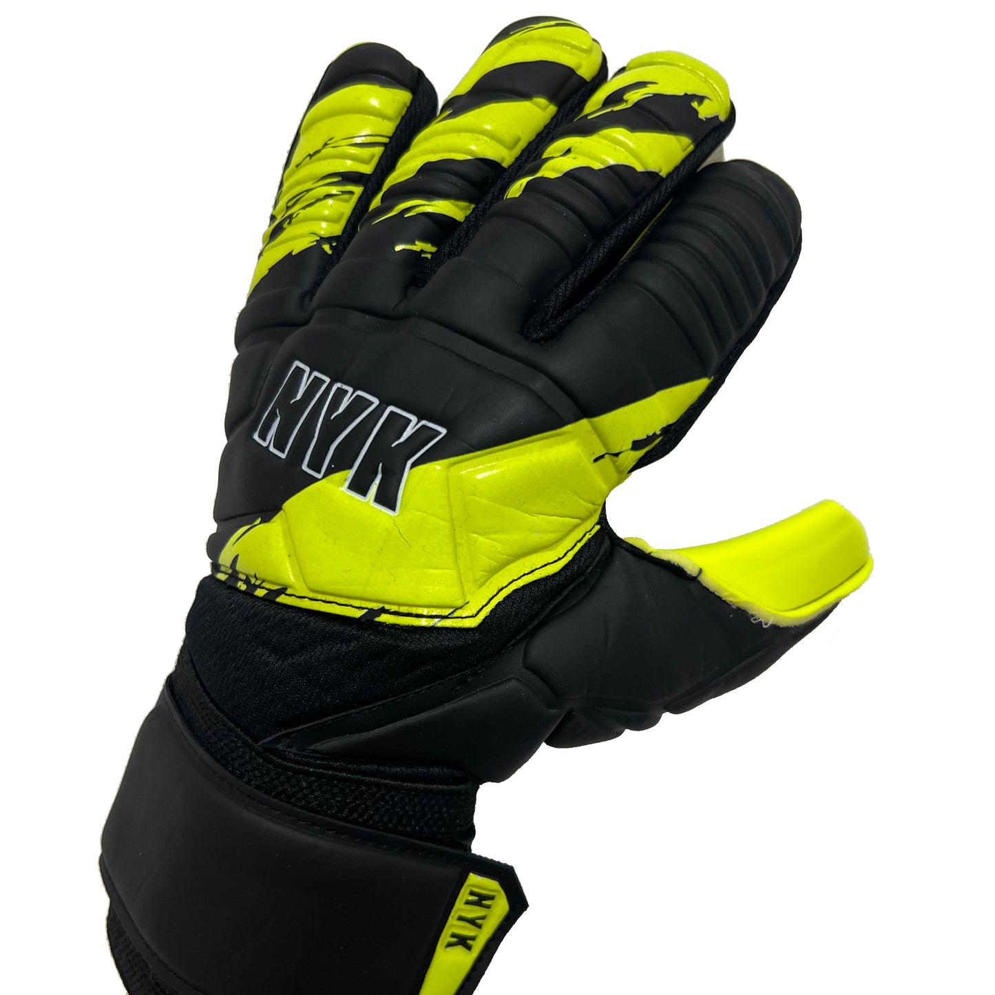 Guantes de arquero NYK RC12 Warrior Semi - Negro Amarillo Neón