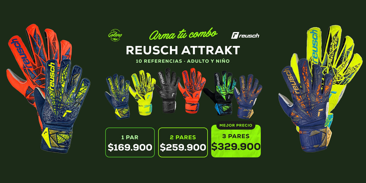 Promo Reusch Attrakt: arma tu combo. 1 par $169.900, 2 pares $259.900, 3 pares $329.900