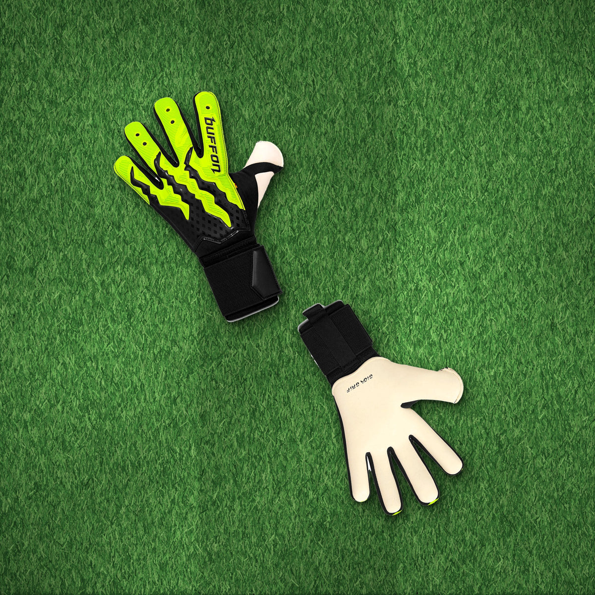 Guantes de arquero Buffon Cerbero Amarillo Neón – foto de ambiente