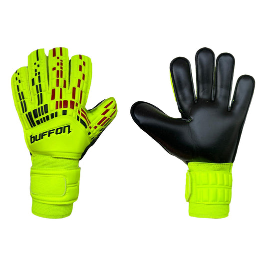 Guantes de arquero Buffon Pixel Amarillo Fosforescente – par: dorso y palma