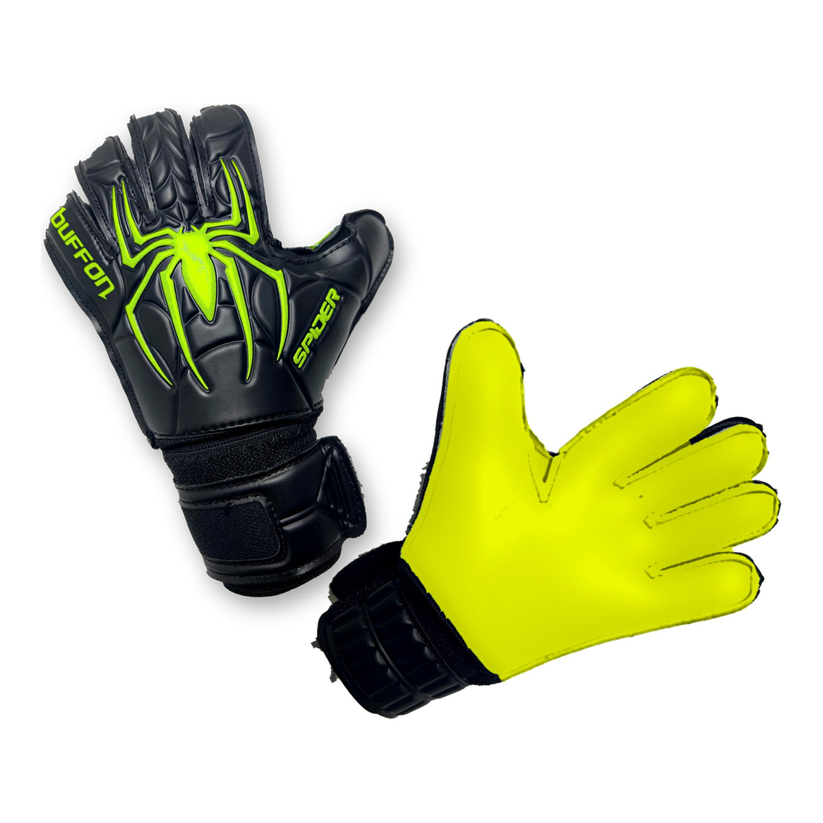 Guantes de arquero Buffon Spider Negro Neón – los dos guantes