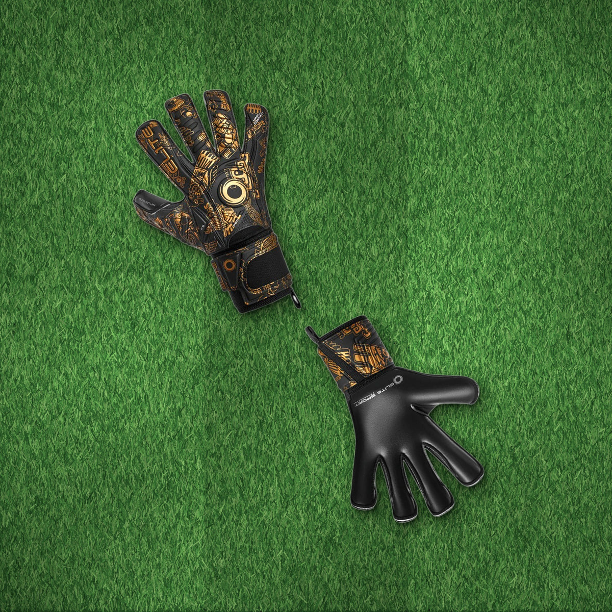 Guantes de arquero Elite Aztlan Negro Dorado – foto de ambiente