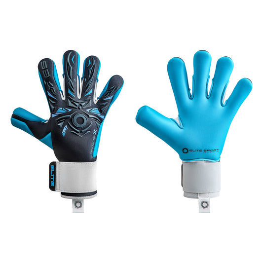 Guantes de arquero Elite Revolution X Aqua 26/27 Azul Oscuro Aguamarina – par: dorso y palma