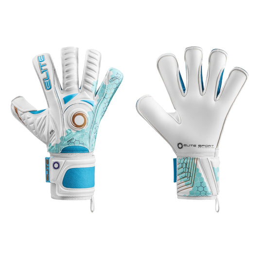 Guantes de arquero Elite Sport Orca Blanco Azul – par: dorso y palma
