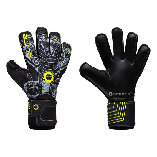 Guantes de arquero Elite Sport Vibora Negro Amarillo – par: dorso y palma