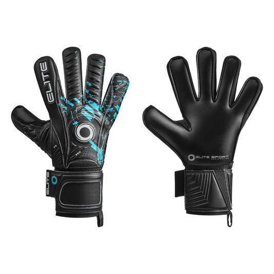 Guantes de arquero Elite U1 Negro Blanco Azul – par: dorso y palma