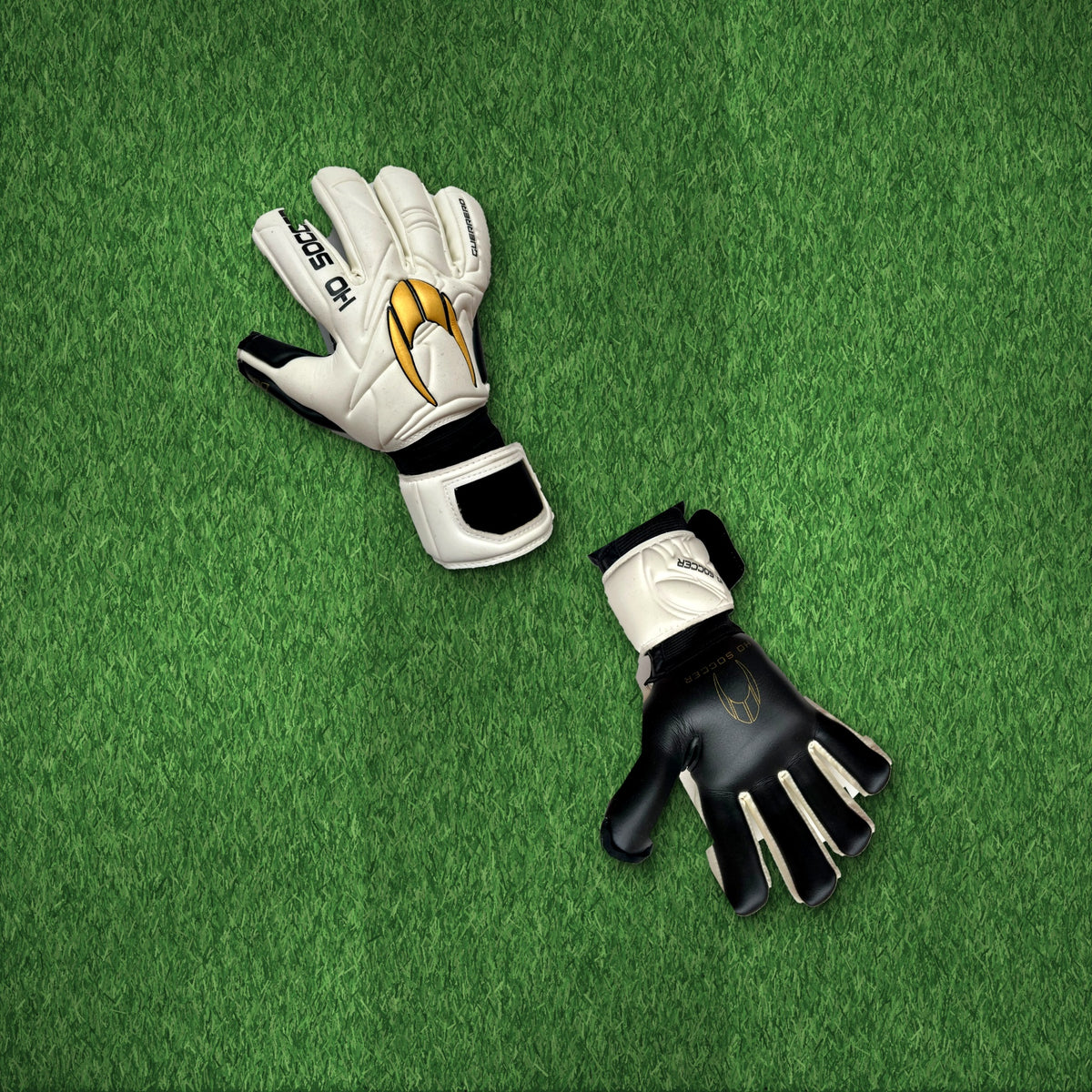 Guantes de arquero HO Soccer Guerrero Pro NG Golden Team Blanco Dorado – foto de ambiente