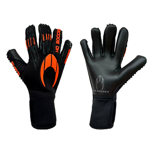 Guantes de arquero HO Soccer Kontrol Alert Orange Team Negro Naranja – par: dorso y palma
