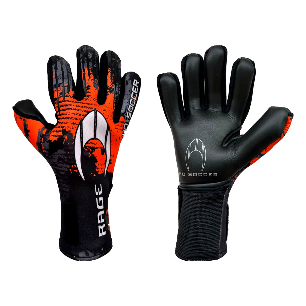 Guantes de arquero HO Soccer Kontrol Rage Orange Team Naranja Negro – par: dorso y palma