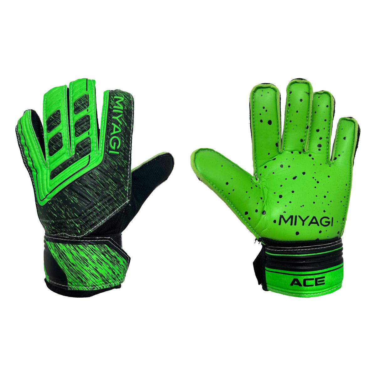 Guantes de arquero Miyagi Ace Niños Verde – par: dorso y palma