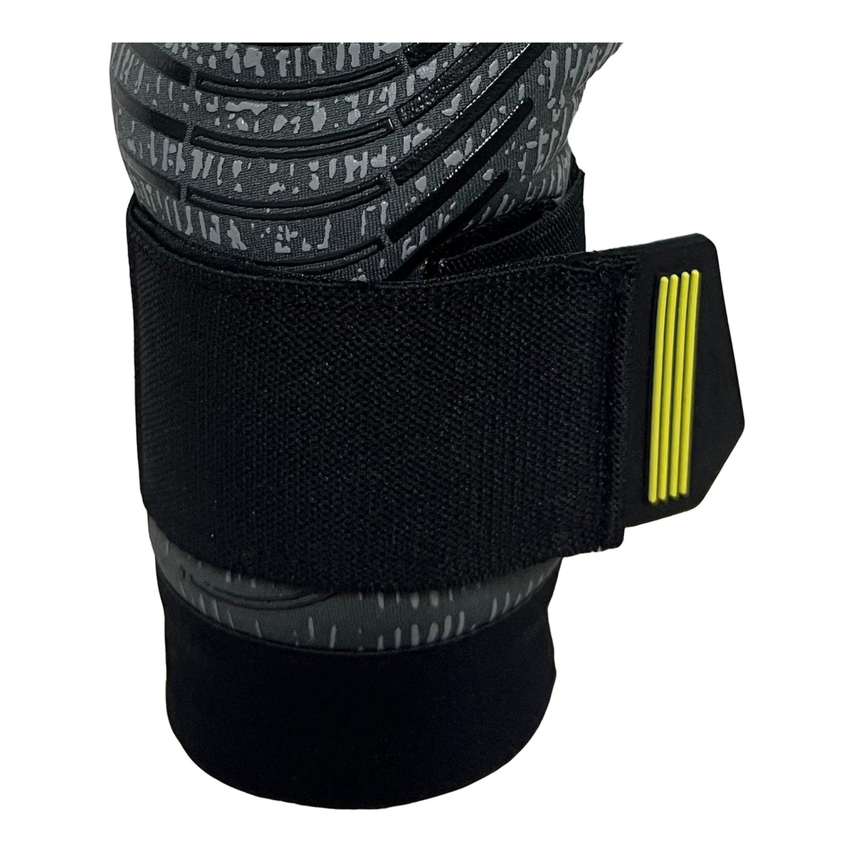 Guantes de arquero Miyagi Pro Meslier Gris Amarillo Palma Negra – muñequera y cierre
