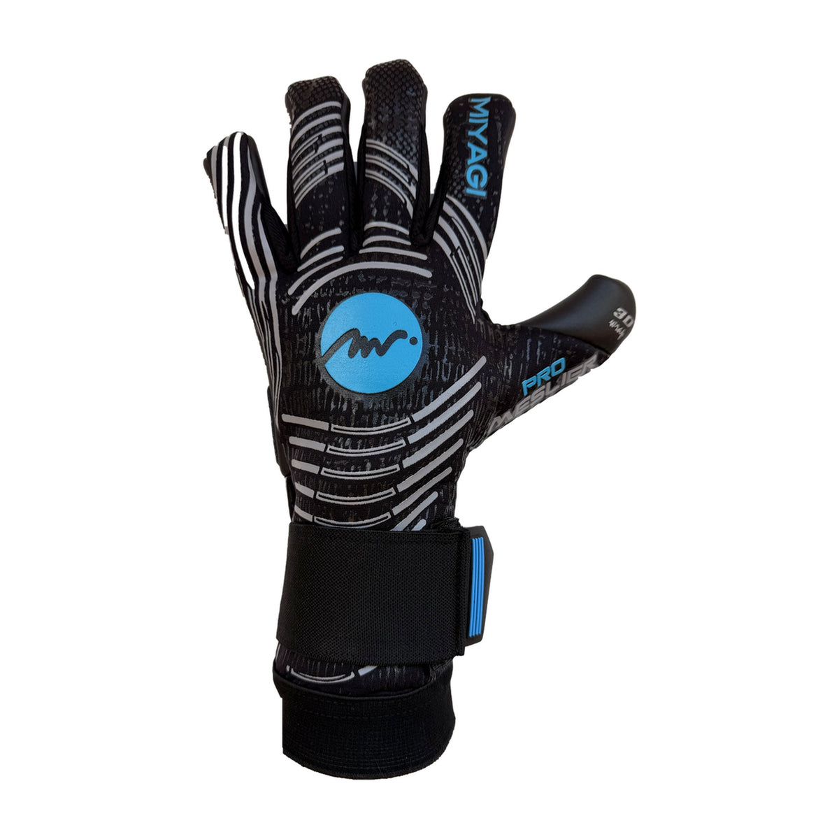 Guantes de arquero Miyagi Pro Meslier Negro Azul – dorso