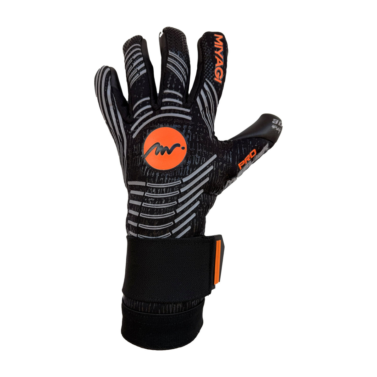 Guantes de arquero Miyagi Pro Meslier Negro Naranja – dorso