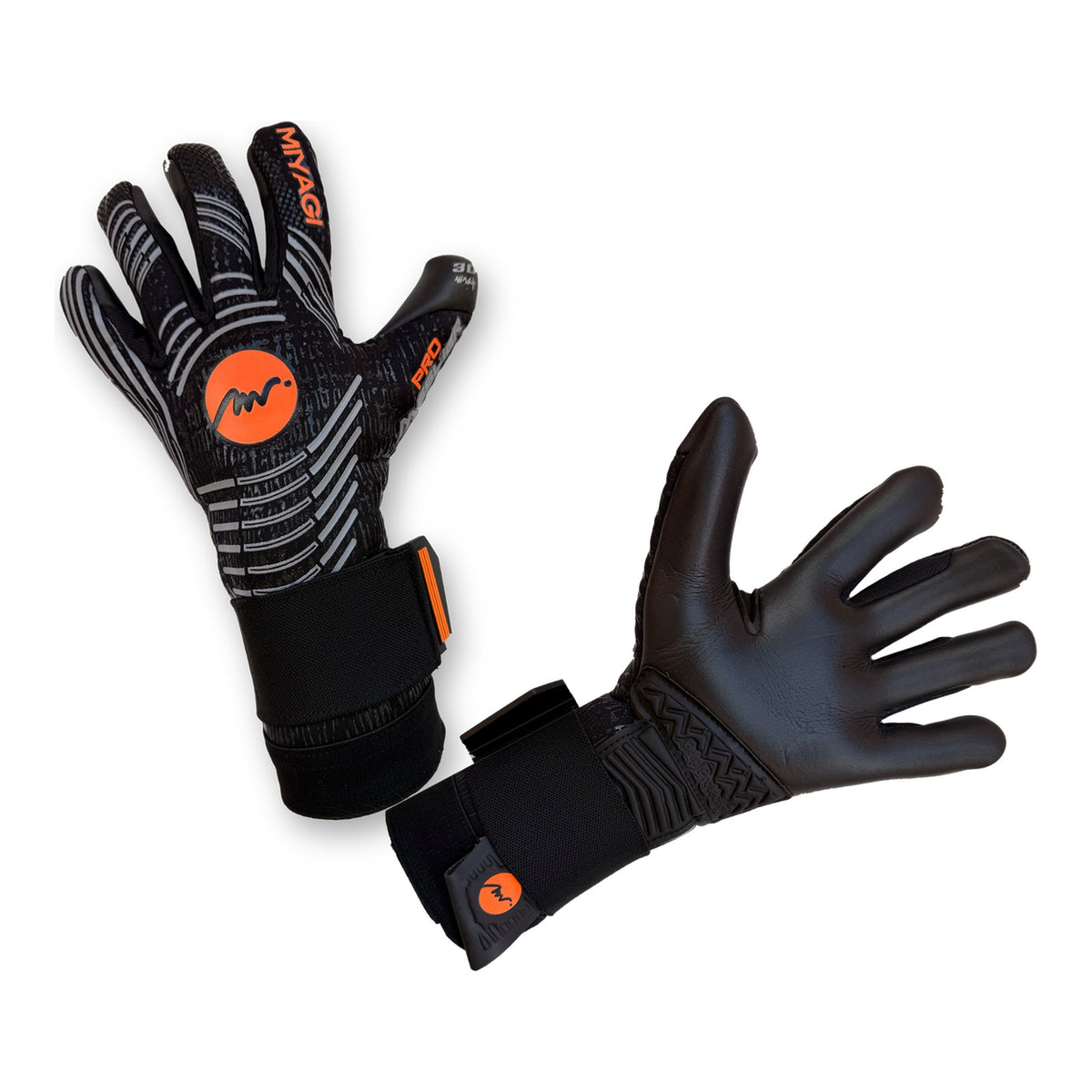 Guantes de arquero Miyagi Pro Meslier Negro Naranja – los dos guantes