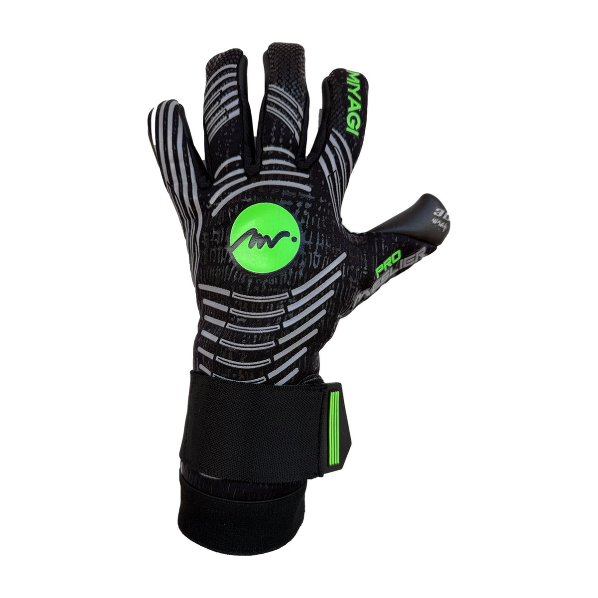 Guantes de arquero Miyagi Pro Meslier Negro Verde – dorso