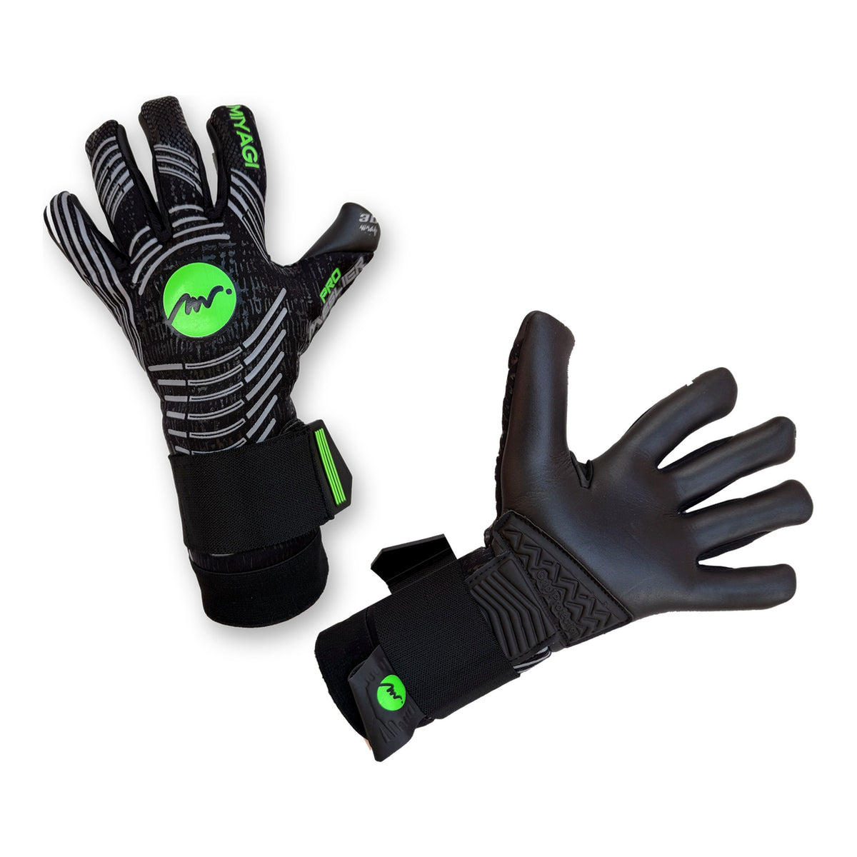 Guantes de arquero Miyagi Pro Meslier Negro Verde – los dos guantes