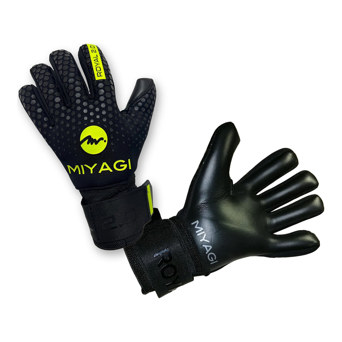 Guantes de arquero Miyagi Royal 2.0 Negro Verde – los dos guantes