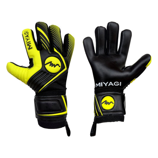 Guantes de arquero Miyagi Semipro MG051 Amarillo – par: dorso y palma