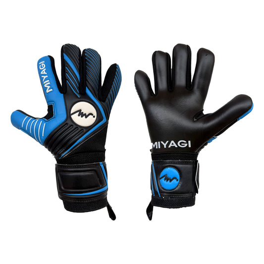 Guantes de arquero Miyagi Semipro MG051 Azul Claro – par: dorso y palma