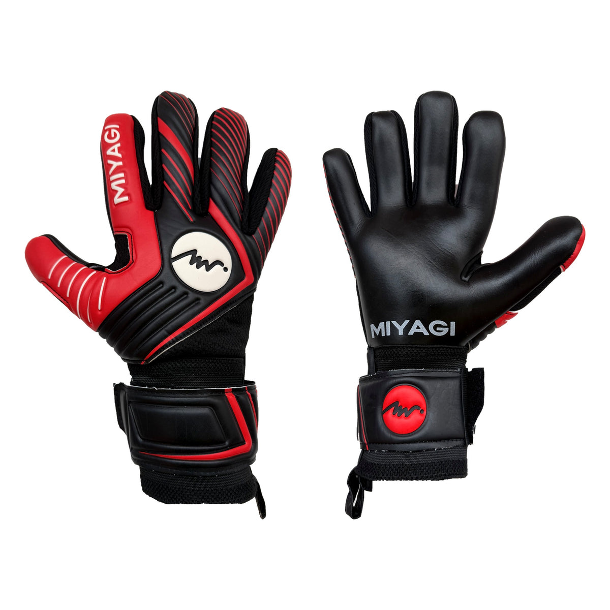 Guantes de arquero Miyagi Semipro MG051 Rojo – par: dorso y palma