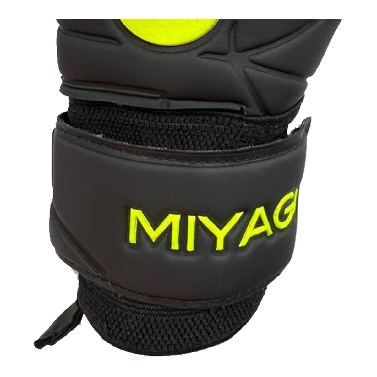 Guantes de arquero Miyagi Shadow Negro Amarillo – muñequera y cierre