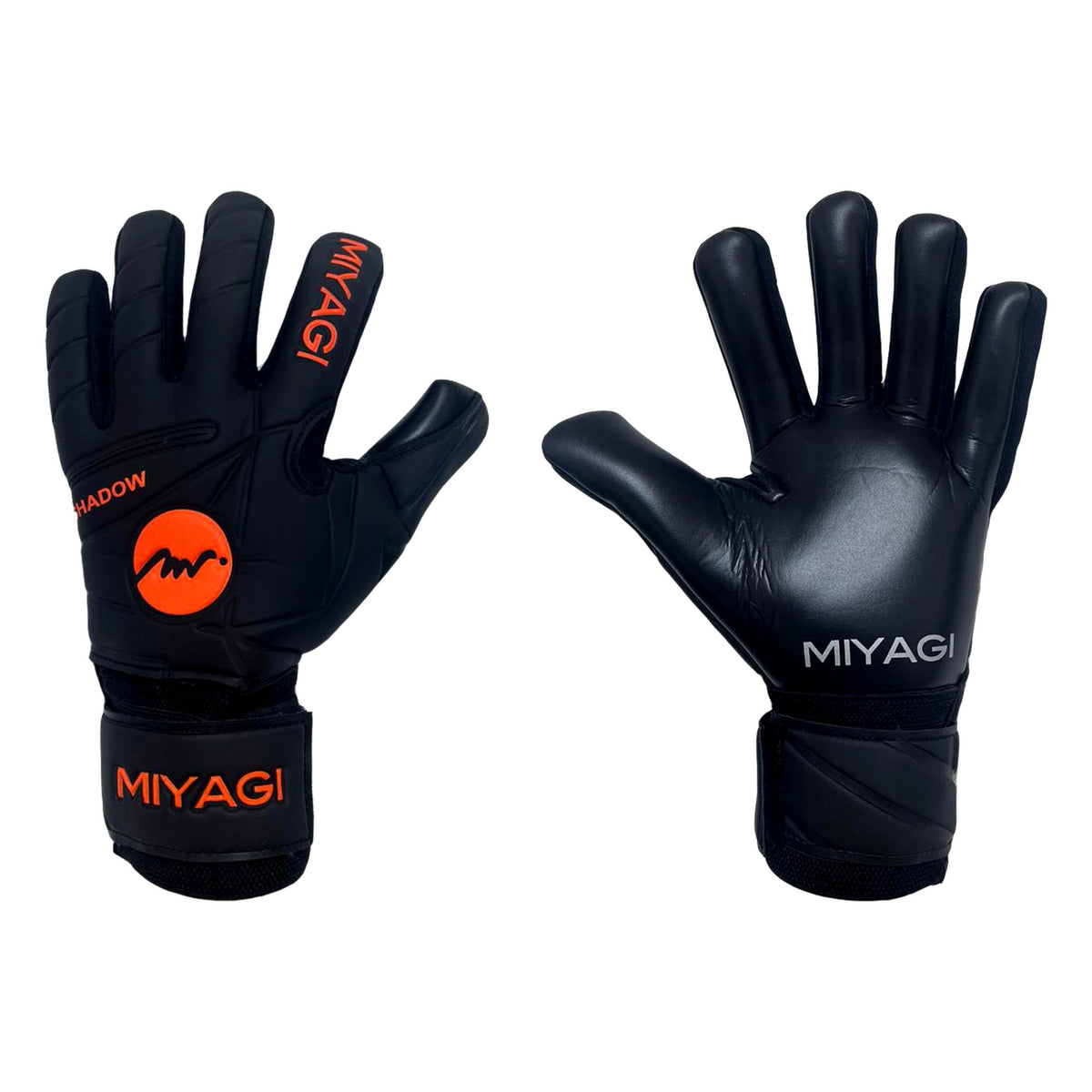 Guantes de arquero Miyagi Shadow Negro Naranja – par: dorso y palma