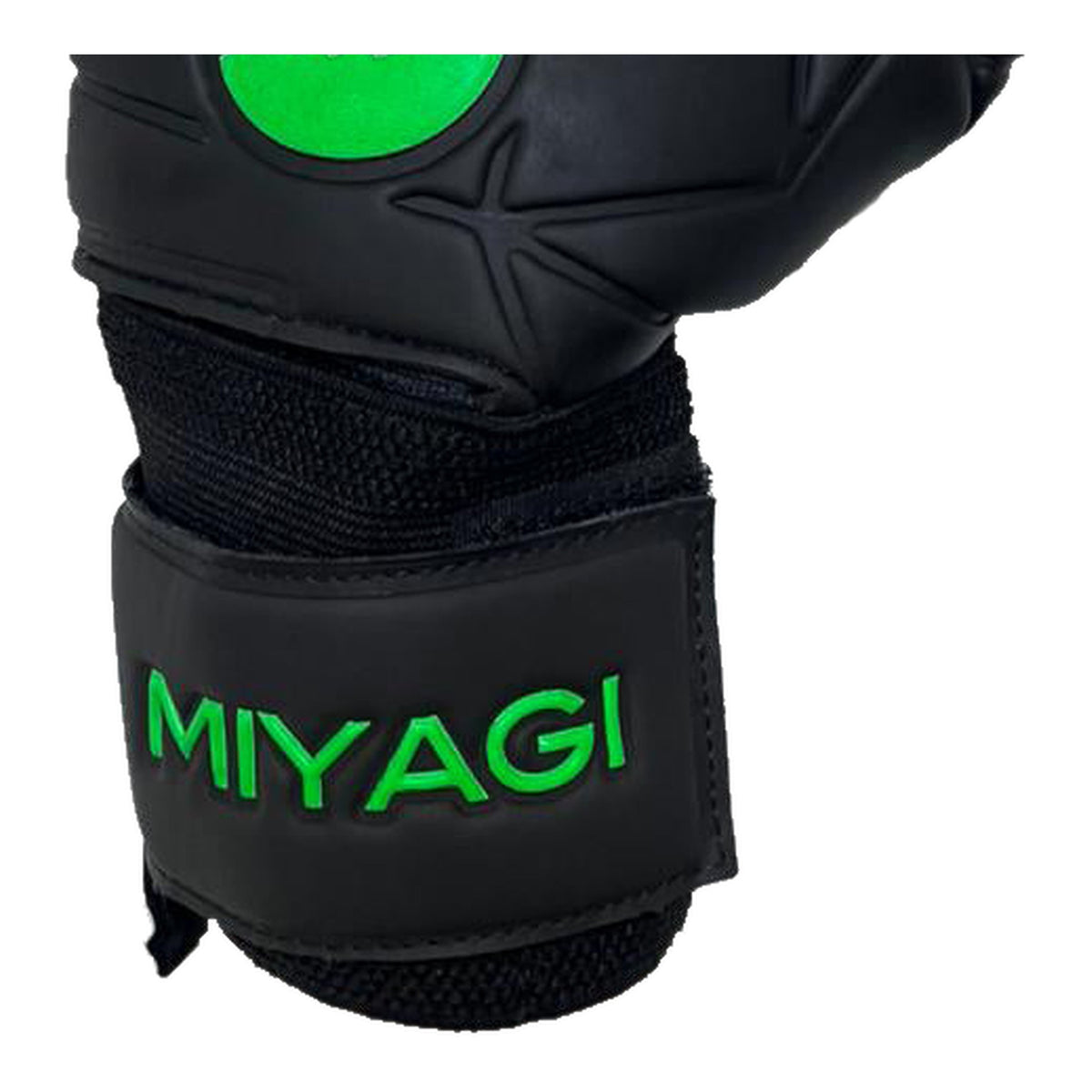 Guantes de arquero Miyagi Shadow Negro Verde – muñequera y cierre