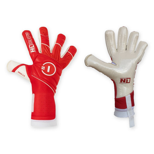 Guantes de arquero N1 Sirius 2.0 RED UGT+ II Rojo Blanco – par: dorso y palma