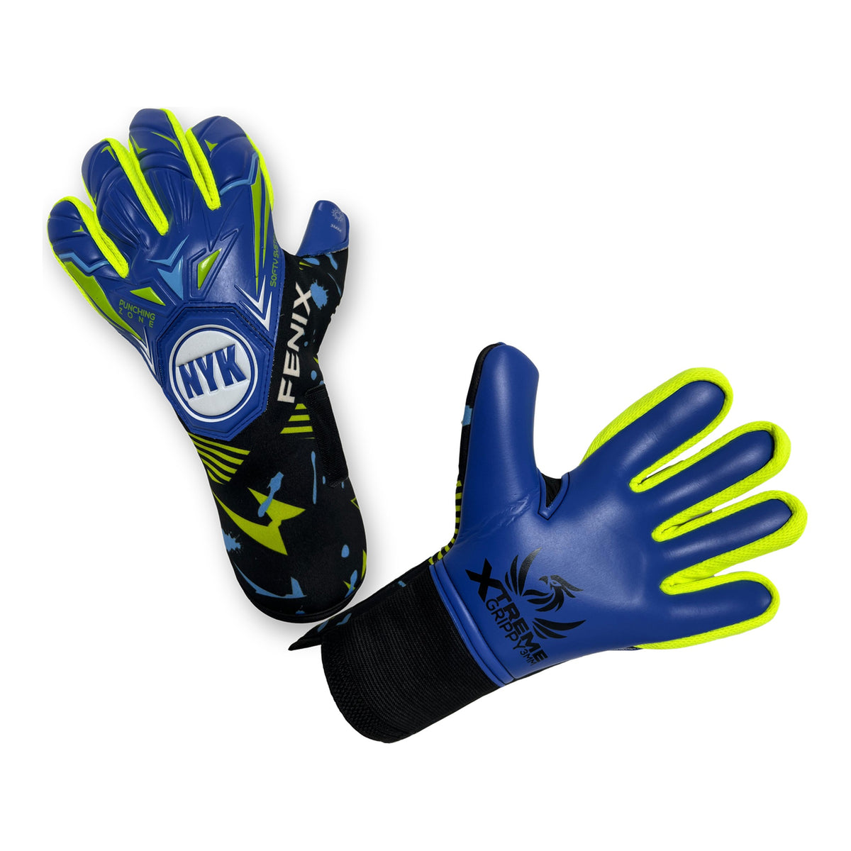 Guantes de arquero NYK Fenix XGrippy Azul – los dos guantes