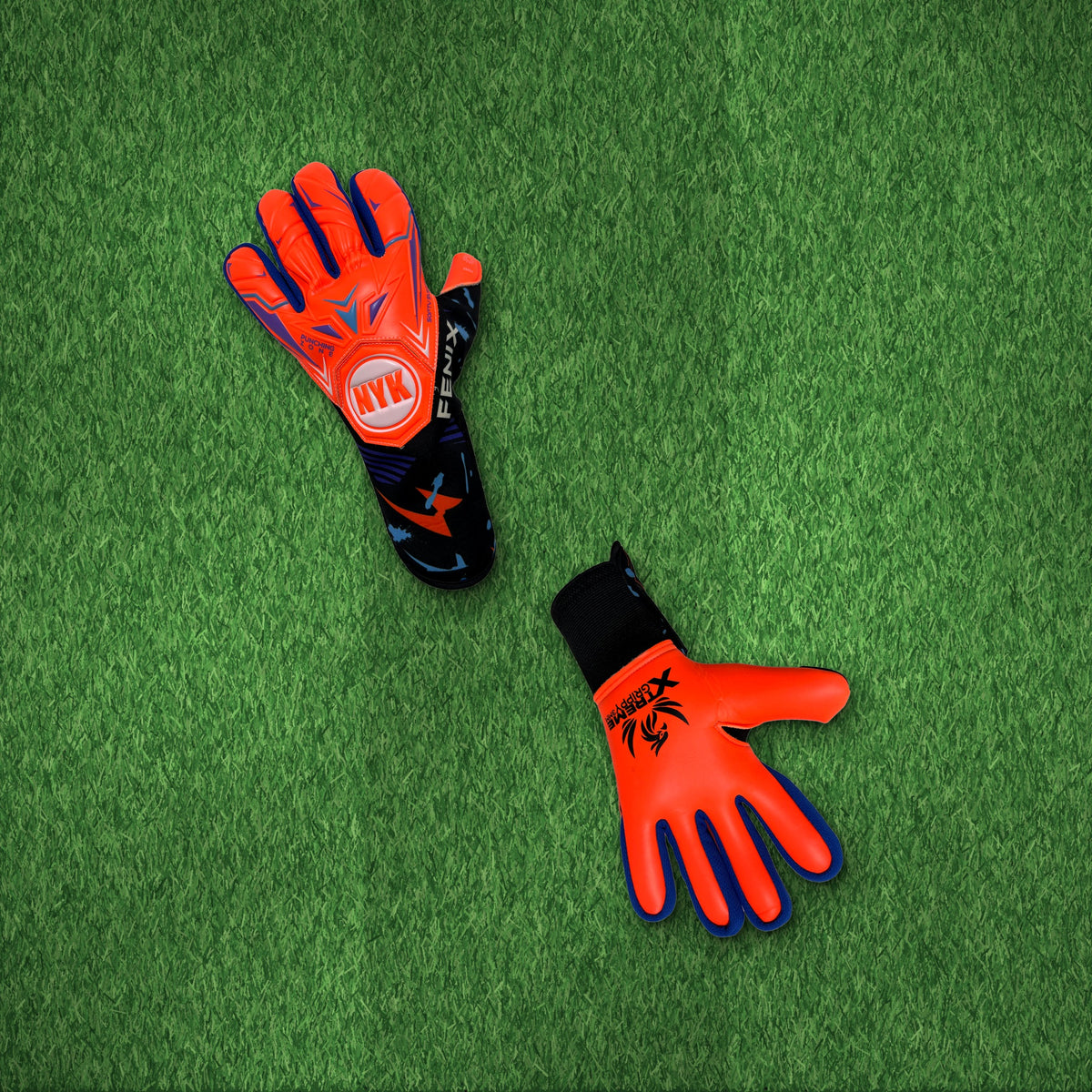 Guantes de arquero NYK Fenix XGrippy Naranja – foto de ambiente