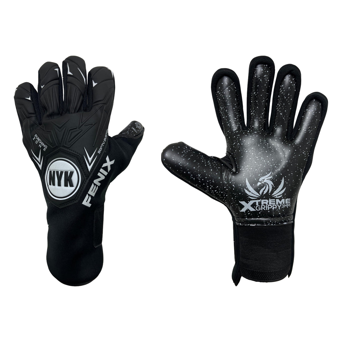 Guantes de arquero NYK Fenix XGrippy Negro – par: dorso y palma