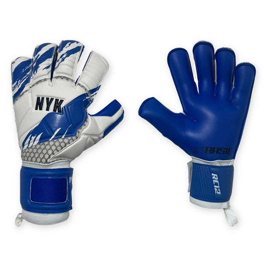 Guantes de arquero NYK RC12 PRO Blanco Azul – par: dorso y palma