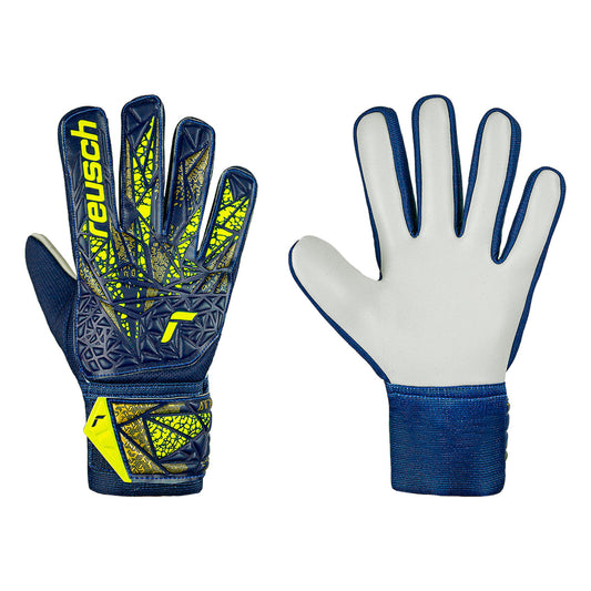 Guantes de arquero Reusch Attrakt Junior Azul Amarillo – par: dorso y palma