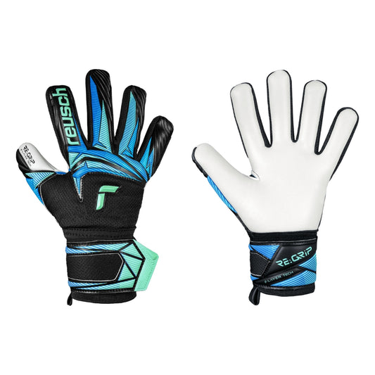 Guantes de arquero Reusch Attrakt RE:GRIP NC Junior Negro Azul – par: dorso y palma