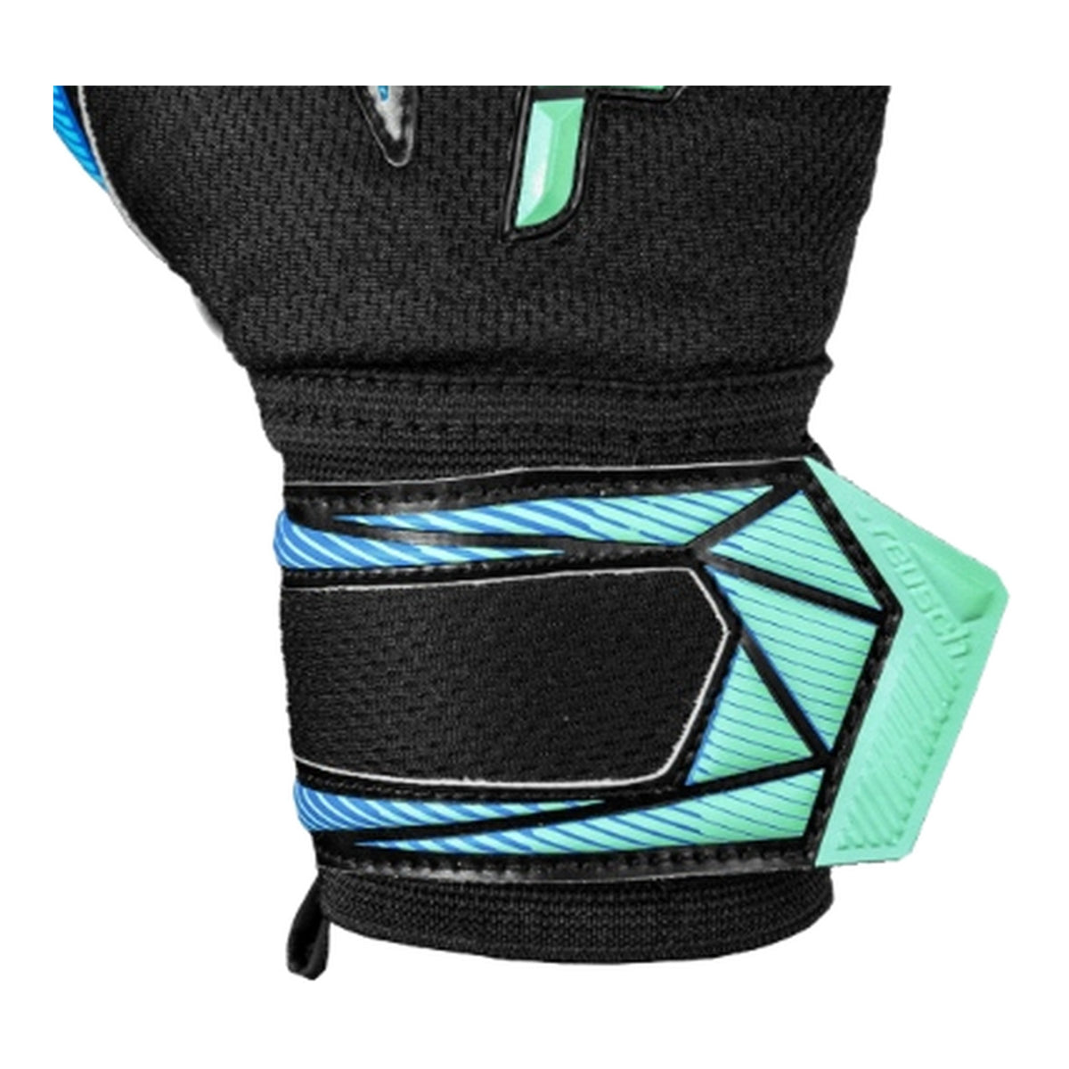 Guantes de arquero Reusch Attrakt RE:GRIP NC Junior Negro Azul – muñequera y cierre