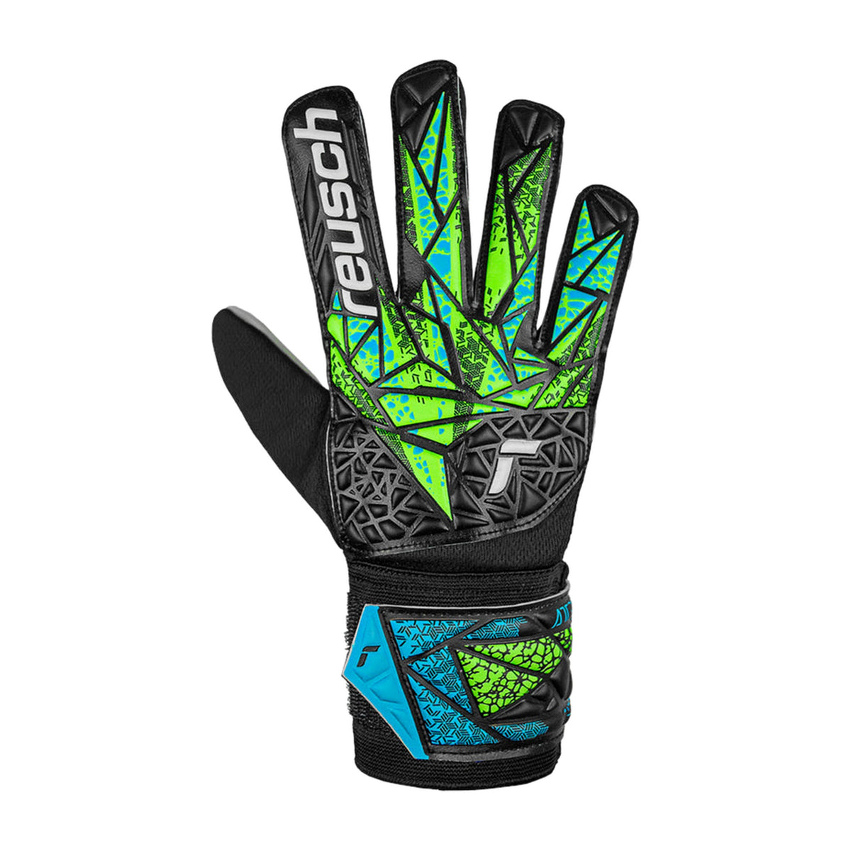 Guantes de arquero Reusch Attrakt Solid Niños Negro Verde Azul – dorso