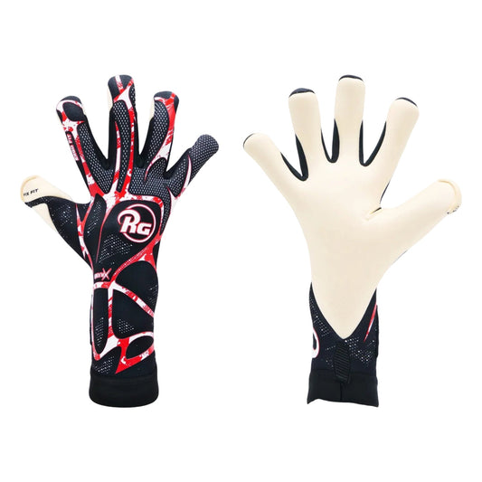 Guantes de arquero RG Bionix 26/27 Negro Blanco Rojo – par: dorso y palma