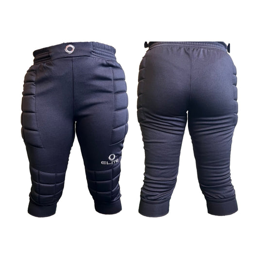 Pantalón de arquero Élite 3/4 negro - frente y espalda